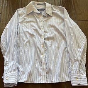 Blue and white stripped  long sleeve  button up